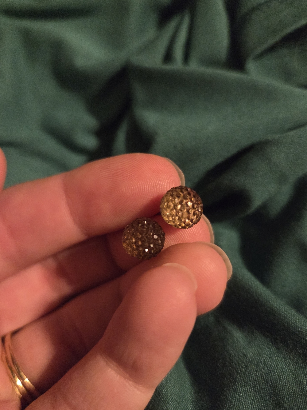 Gold Crystal Paved Ball Stud Earrings - Women's Jewelry